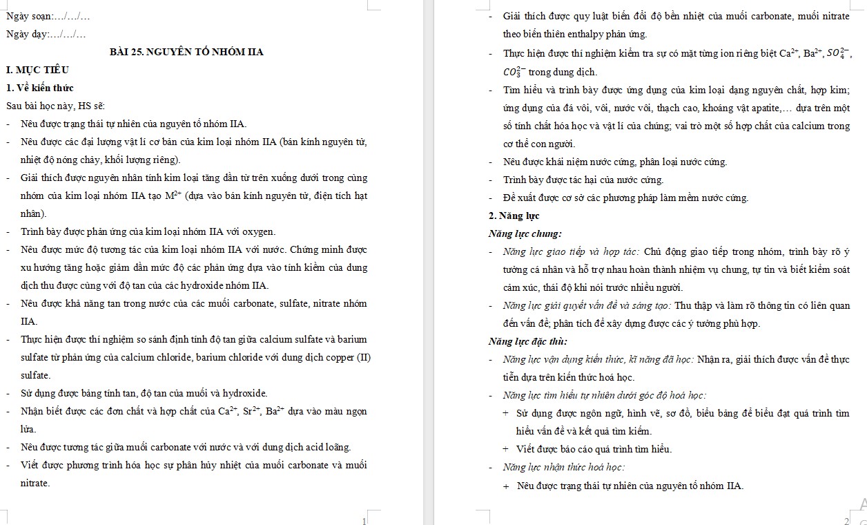 Giáo án Bài 25 Hóa 12 Kết nối tri thức