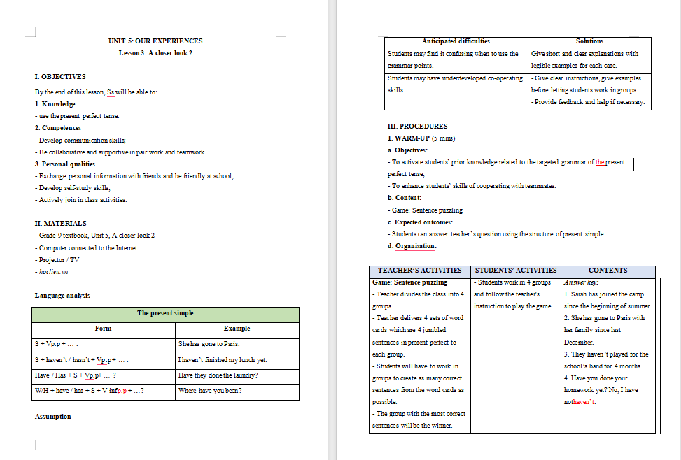 PowerPoint Tiếng Anh 9 Unit 5: A Closer Look 2