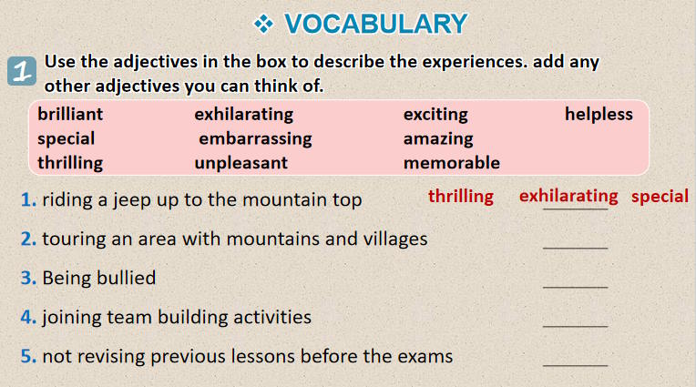 Giáo án Tiếng Anh 9 Unit 5: Looking Back