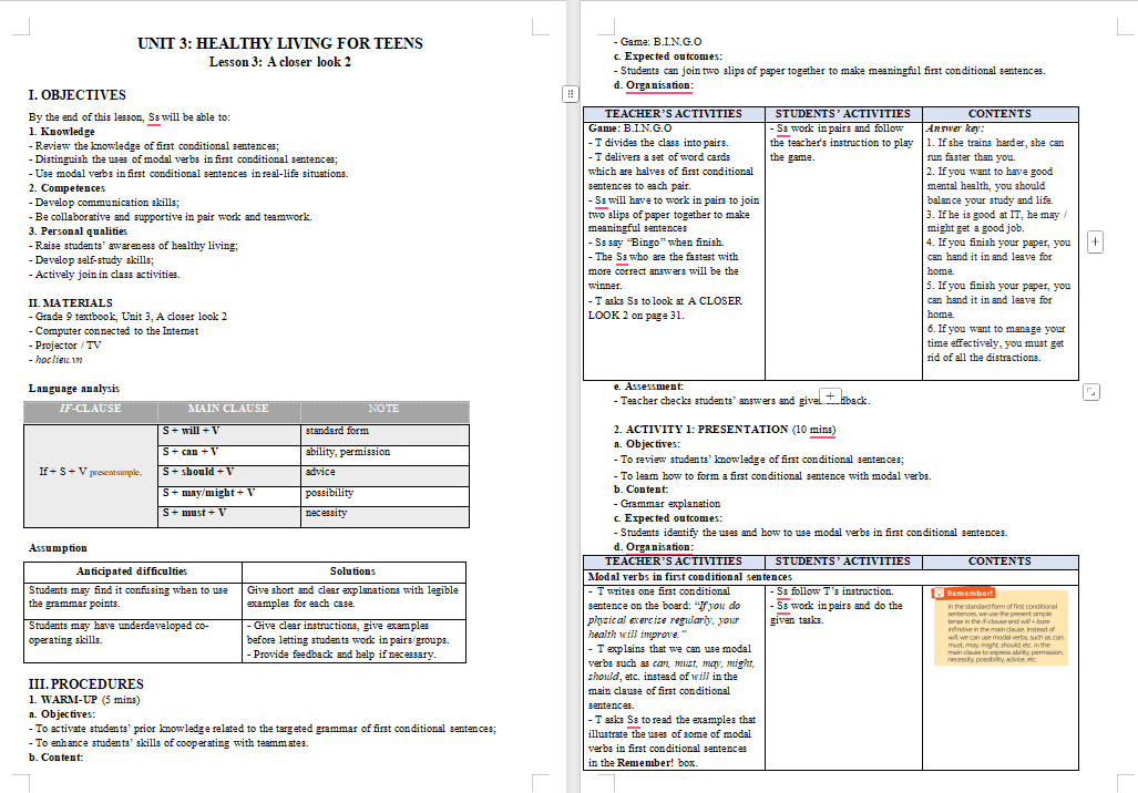 Tiếng Anh 9 Unit 3 A Closer Look 2