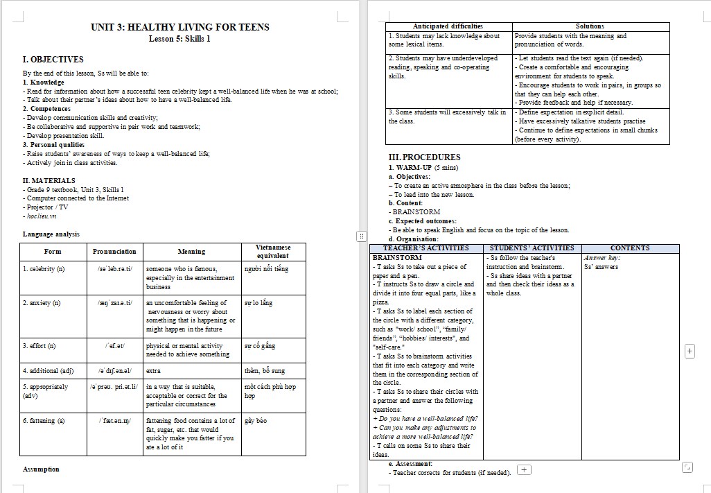 Tiếng Anh 9 Unit 3 Skills 1