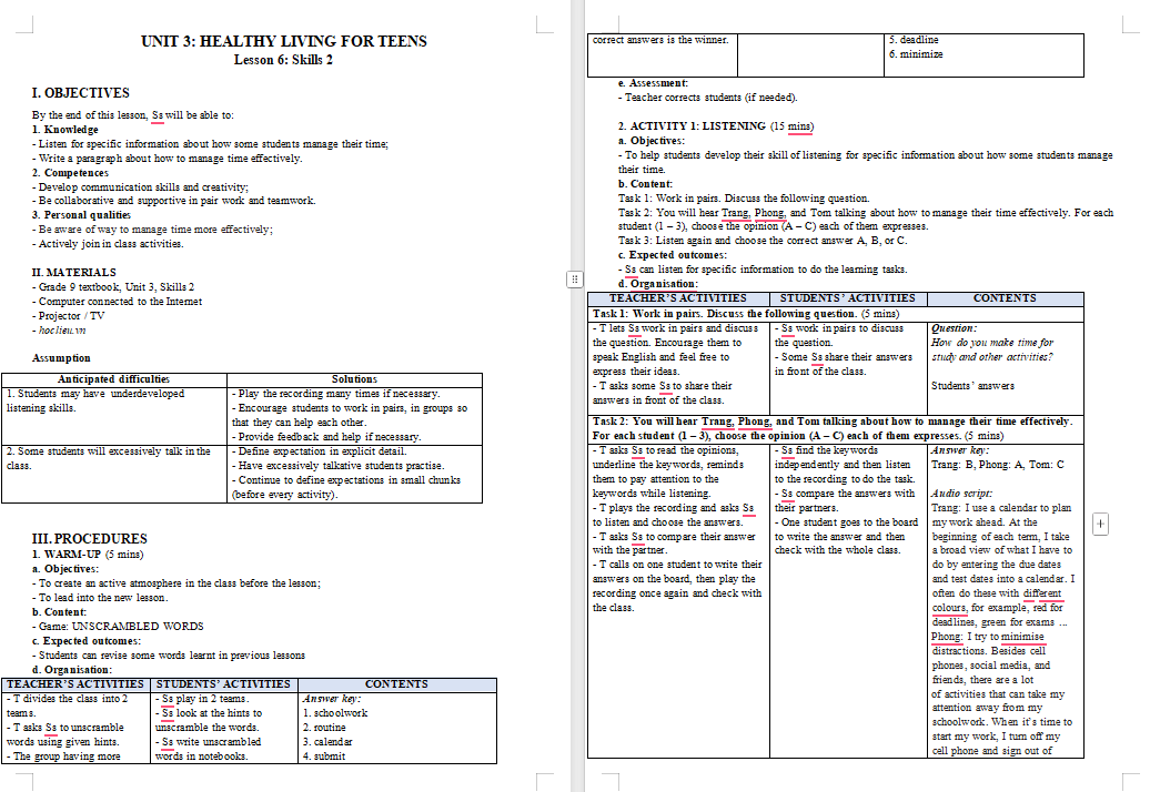 Tiếng Anh 9 Unit 3 Skills 2