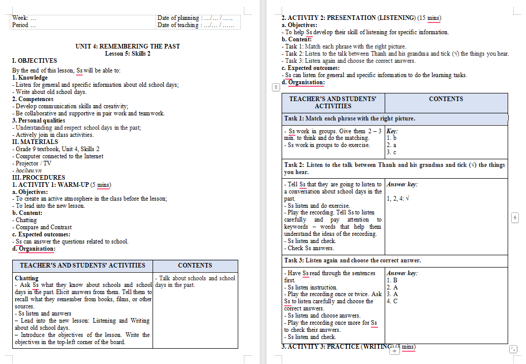 Tiếng Anh 9 Unit 4 Skills 2
