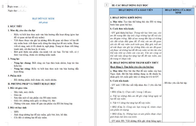 Giáo án Tiếng Việt 2 Bài 22: Hạt đỗ nảy mầm