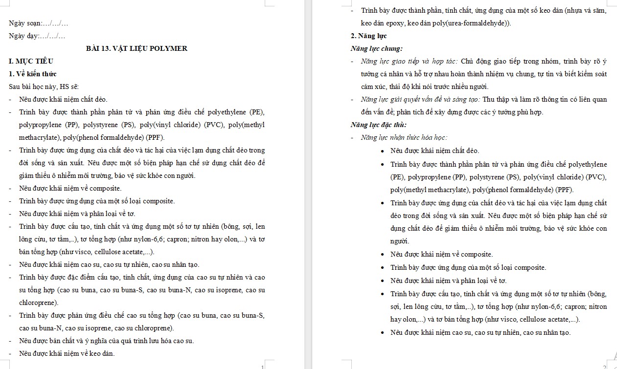 Giáo án Bài 13 Hóa 12 Kết nối tri thức