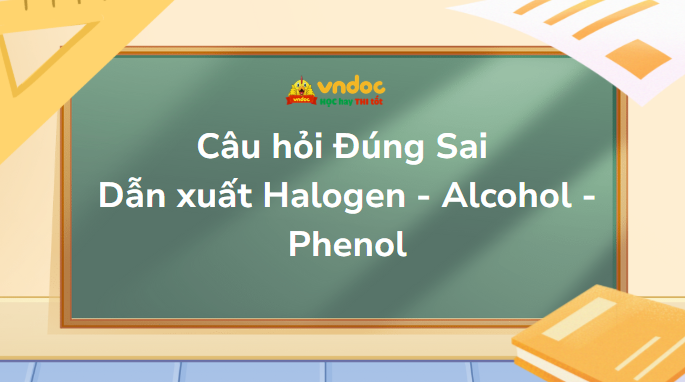 Câu hỏi Đúng Sai Dẫn xuất Halogen - Alcohol - Phenol