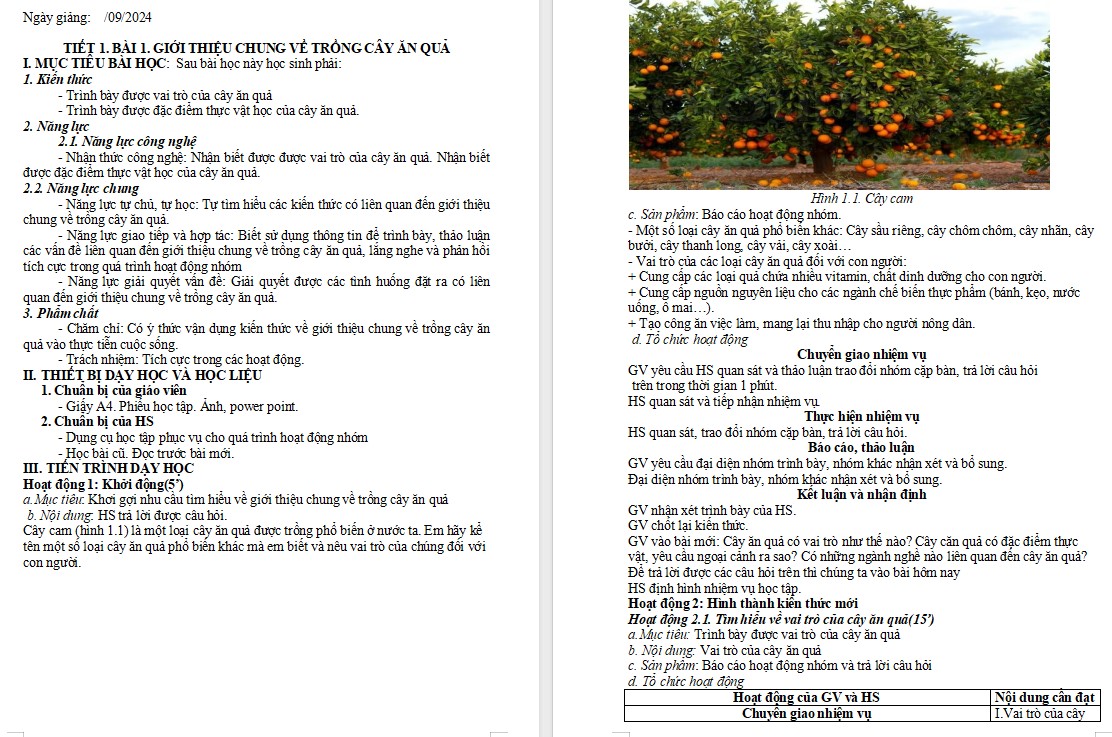 Giáo án Bài 1 Công nghệ 9 Kết nối tri thức