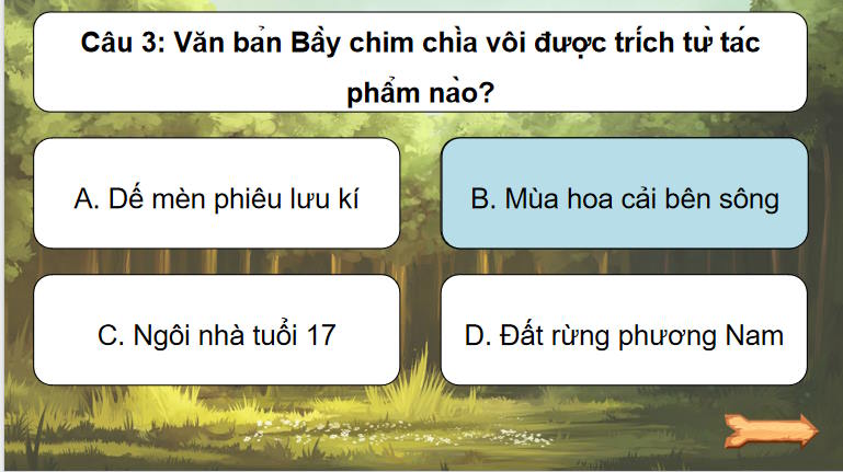 Game khởi động Ngữ văn 7: Bầy chim chìa vôi