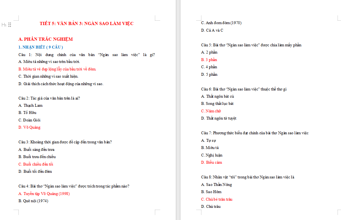 Game khởi động Ngữ văn 7: Ngàn sao làm việc