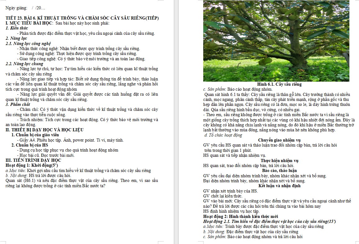 Giáo án Bài 6 Công nghệ 9 Kết nối tri thức