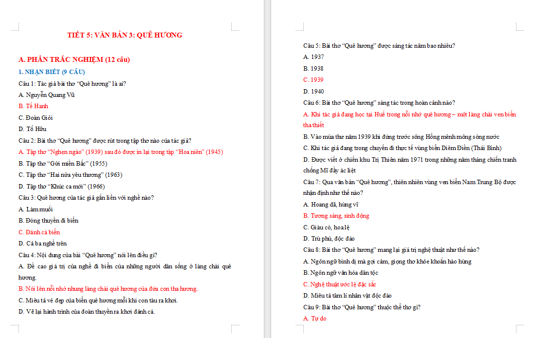 Ngữ văn 7: Quê hương