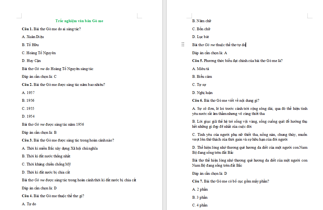 Ngữ văn 7: Gò Me