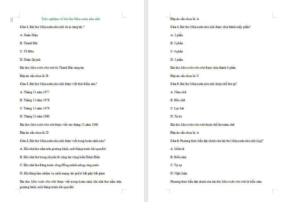 Ngữ văn 7: Mùa xuân nho nhỏ