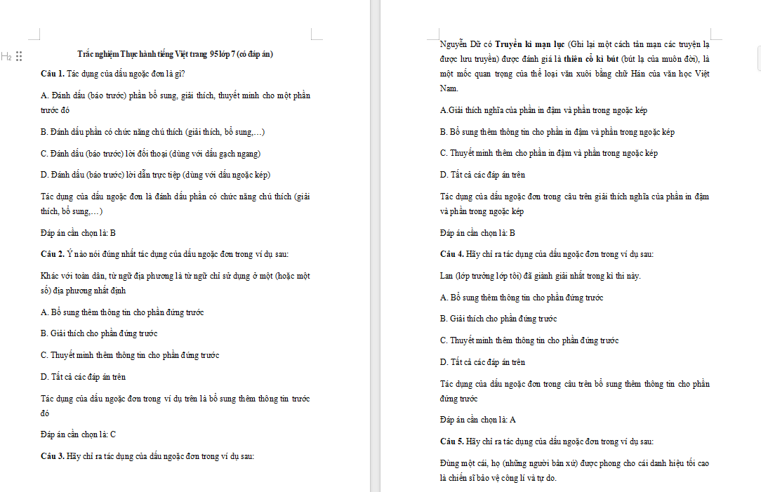 Ngữ văn 7: Thực hành tiếng Việt trang 95