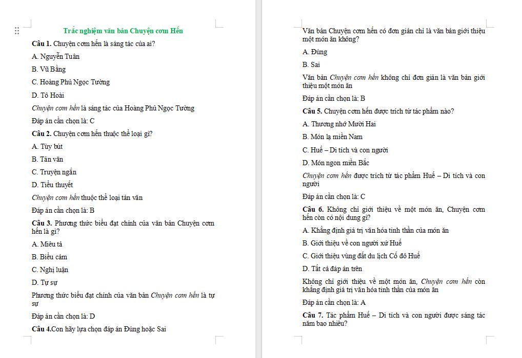 Ngữ văn 7: Chuyện cơm hến