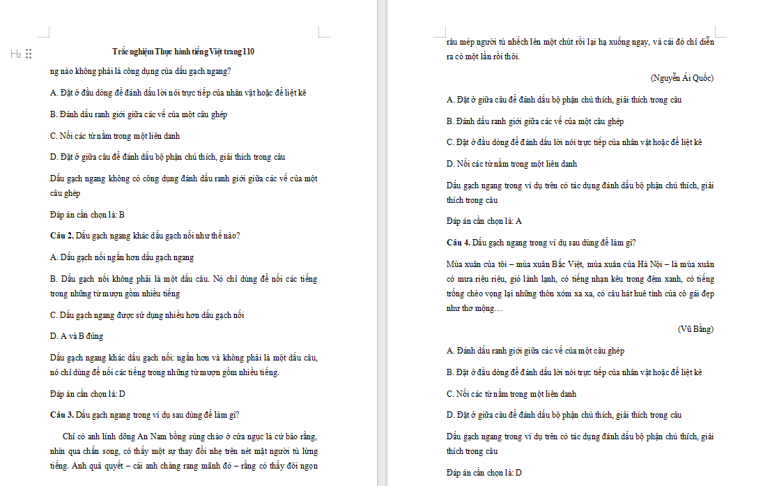Ngữ văn 7: Thực hành tiếng Việt trang 110