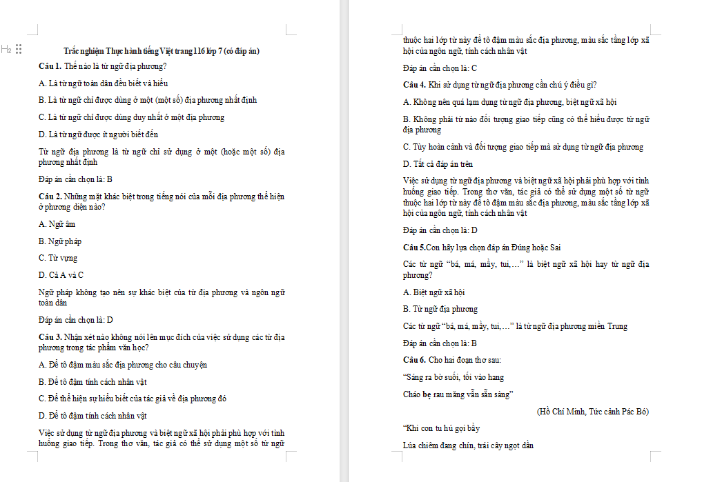 Ngữ văn 7: Thực hành tiếng Việt trang 116