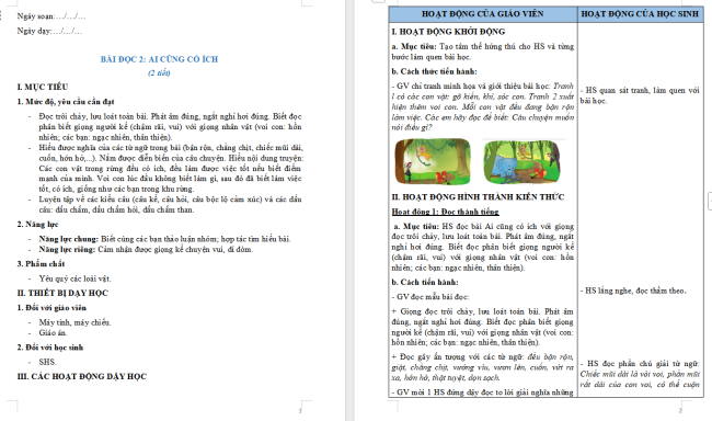 Giáo án Tiếng Việt 2 Bài 26: Ai cũng có ích