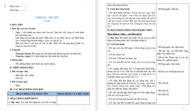 Giáo án Tiếng Việt 2 Bài 26: Nghe - viết Con Sóc. Chữ hoa X