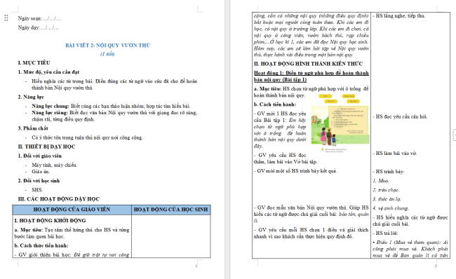 Giáo án Tiếng Việt 2 Bài 26: Nội quy vườn thú