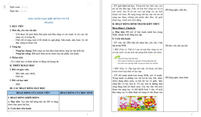 Giáo án Tiếng Việt 2 Bài 26: Khu rừng vui vẻ