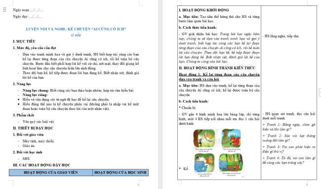 Giáo án Tiếng Việt 2 Bài 26: Kể chuyện đã học Ai cũng có ích