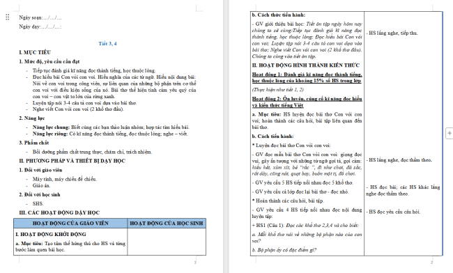Giáo án Tiếng Việt 2 Bài 27: Ôn tập giữa học kì 2 (Tiết 3, 4)