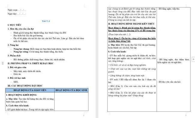 Giáo án Tiếng Việt 2 Bài 27: Ôn tập giữa học kì 2 (Tiết 5, 6)