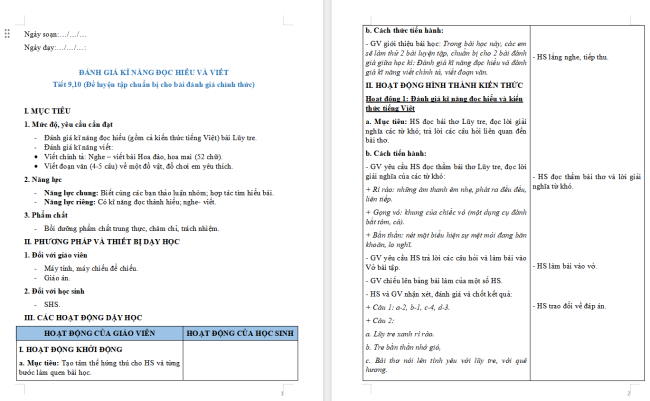 Giáo án Tiếng Việt 2 Bài 27: Ôn tập giữa học kì 2 (Tiết 9, 10)