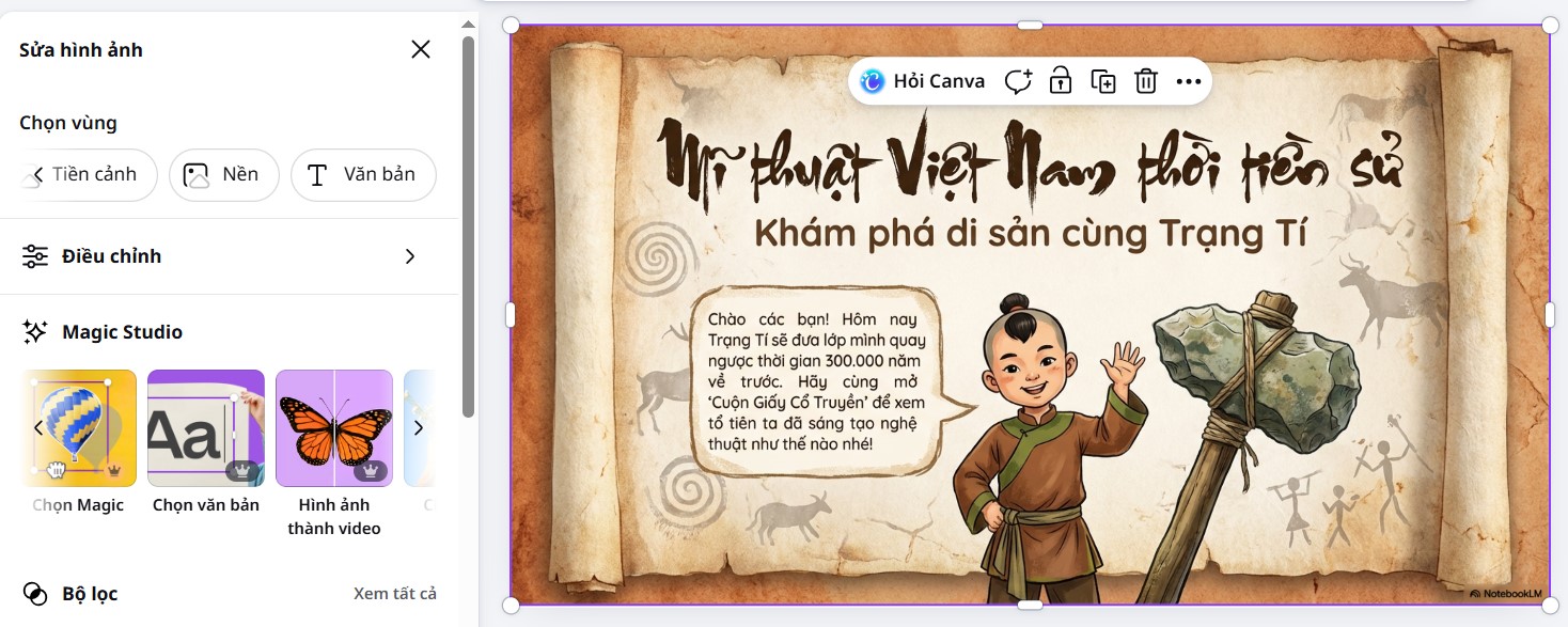 Tạo slide bằng NotebookLM và Canva