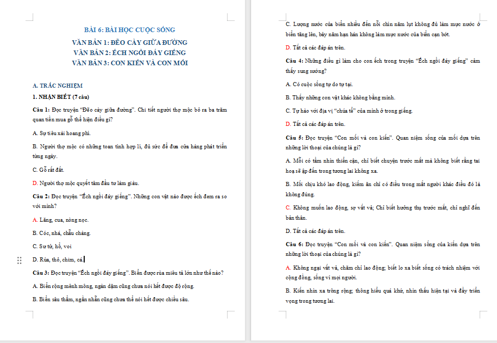  Đẽo cày giữa đường Ếch ngồi đáy giếng Con mối và con kiến