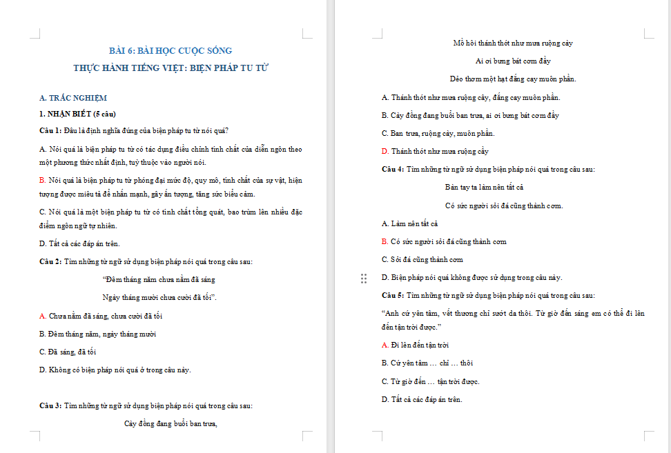 Ngữ văn 7 Bài 6: Thực hành tiếng Việt trang 13