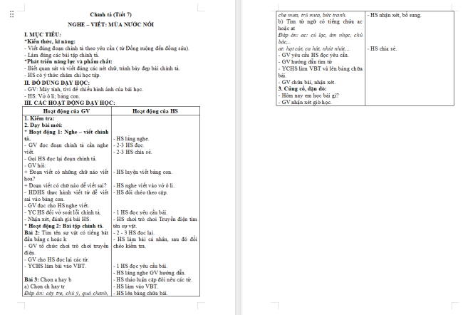 Giáo án Tiếng Việt 2 Bài 2: Nghe - viết Mùa nước nổi