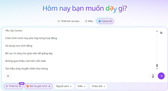 Tạo slide bằng Canva AI