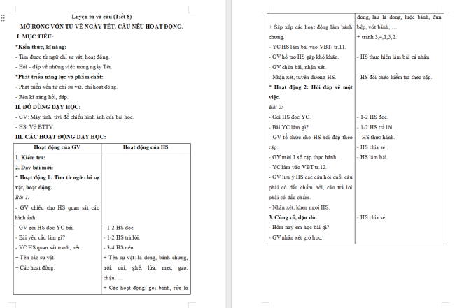 Giáo án Tiếng Việt 2 Bài 4: Mở rộng vốn từ về ngày Tết. Dấu chấm, dấu chấm hỏi