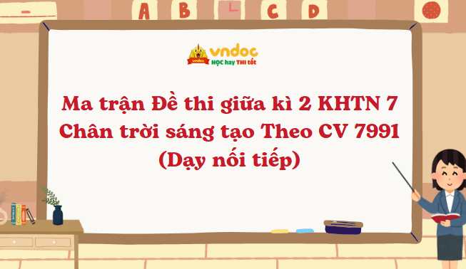 Ma trận Đề thi giữa kì 2 KHTN 7 Chân trời sáng tạo Theo CV 7991 (Dạy nối tiếp)