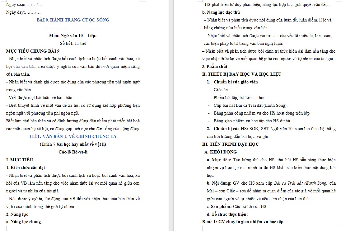 KHBD Ngữ văn 10 Bài Về chính chúng ta