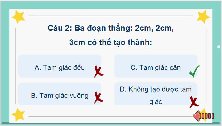 Toán 7 Bài 33: Quan hệ giữa ba cạnh của một tam giác