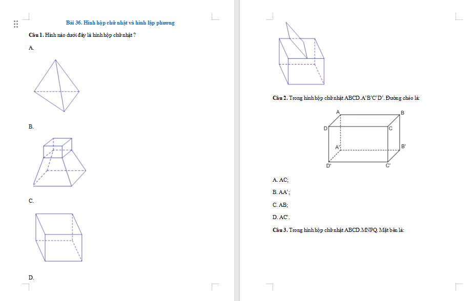 Hình hộp chữ nhật và hình lập phương