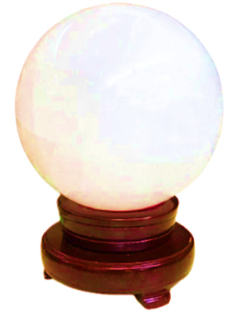 A white ball on a wooden baseDescription automatically generated