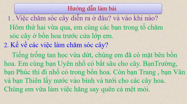 PowerPoint Tiếng Việt 2 Bài 6: Viết đoạn văn kể về việc chăm sóc cây cối. Đọc mở rộng