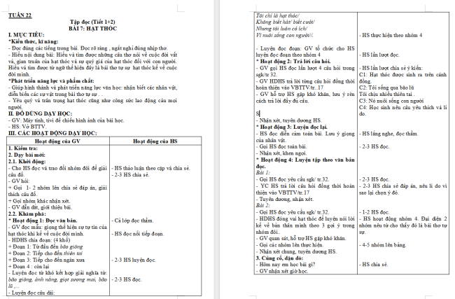 Giáo án Tiếng Việt 2 Bài 7: Hạt thóc