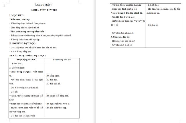 Giáo án Tiếng Việt 2 Bài 8: Nghe - viết Lũy tre