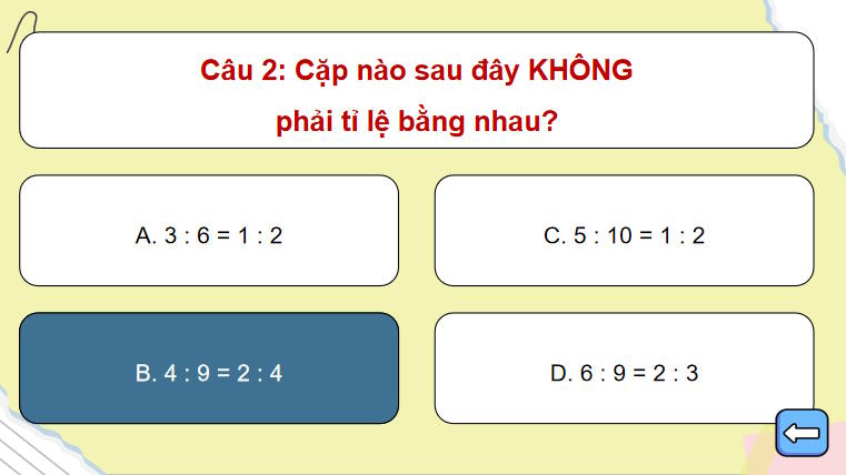 Trò chơi khởi động Toán 7 Bài 20: Tỉ lệ thức