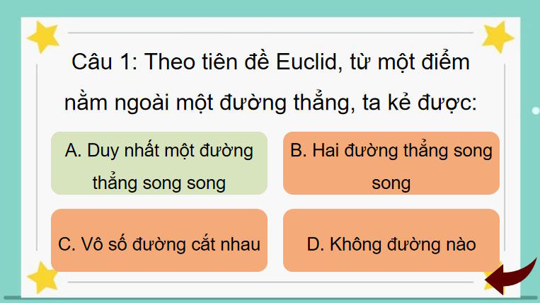 Toán 7 Bài 10: Tiên đề Euclid Tính chất của hai đường thẳng song song