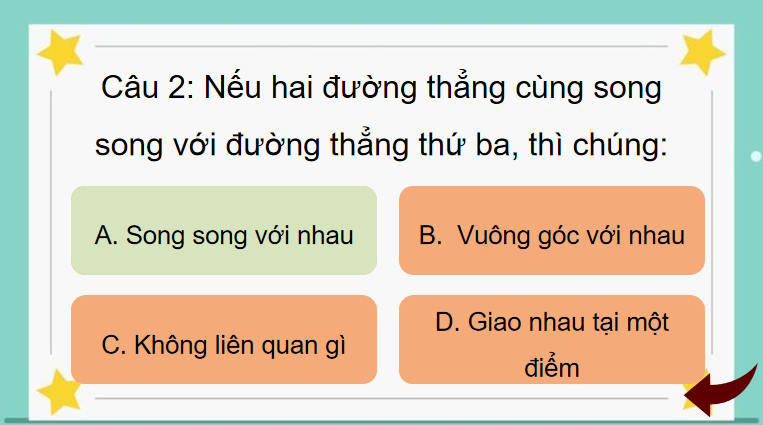 Toán 7 Bài 10: Tiên đề Euclid Tính chất của hai đường thẳng song song