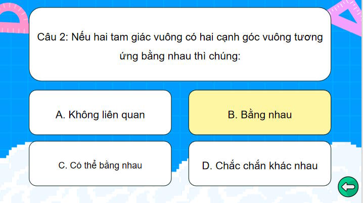 Toán 7 Bài 15: Các trường hợp bằng nhau của tam giác vuông