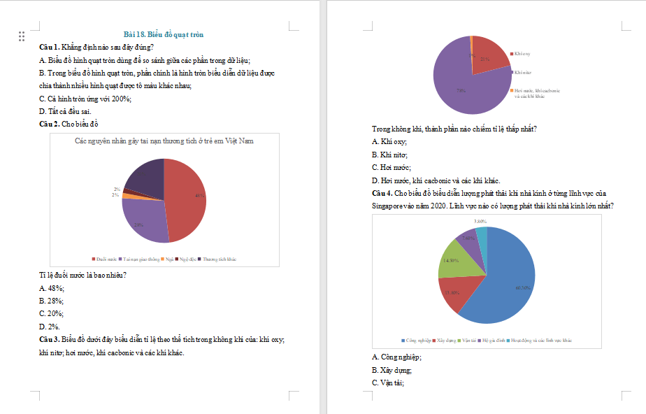 Game Toán 7 Bài 18: Biểu đồ hình quạt tròn