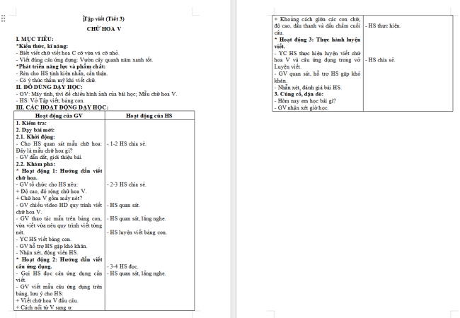 Giáo án Tiếng Việt 2 Bài 11: Chữ hoa V
