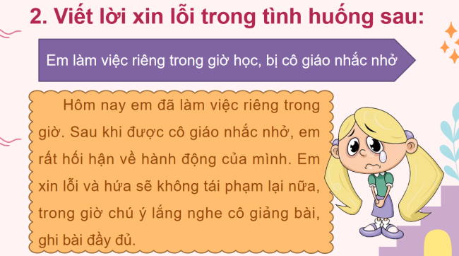 PowerPoint Tiếng Việt 2 Bài 14: Viết lời xin lỗi. Đọc mở rộng